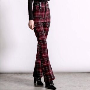 Killstar Red Plaid Flare Pants